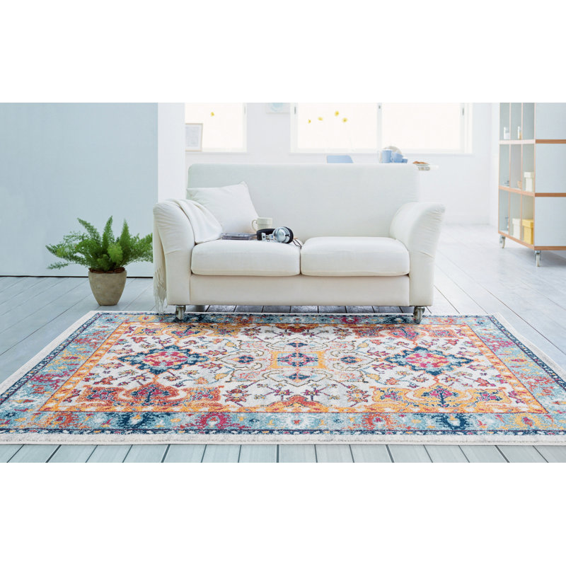 Tapis oriental bleu / brun Yannick, Rectangle 12 pi 6 po x 15 pi