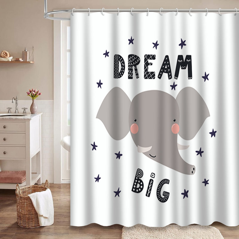 Rideau de douche avec 12 crochets Cute Elephant Dream, L 72 po x l 78 po