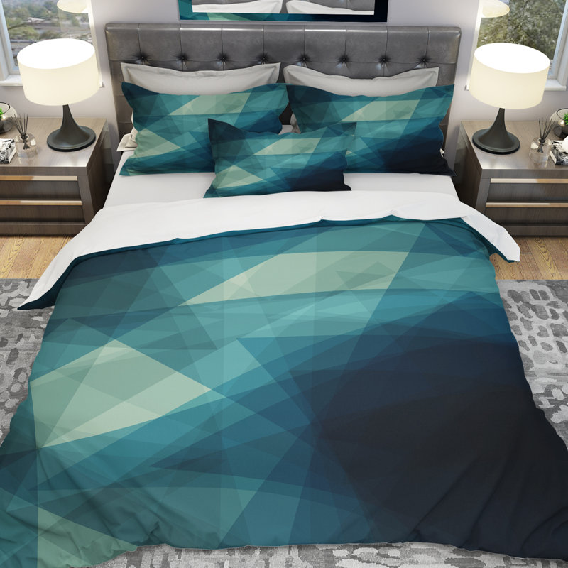Ensemble de housse de couette designart abat-jours géométriques, Housse simple + 1 taie décorative