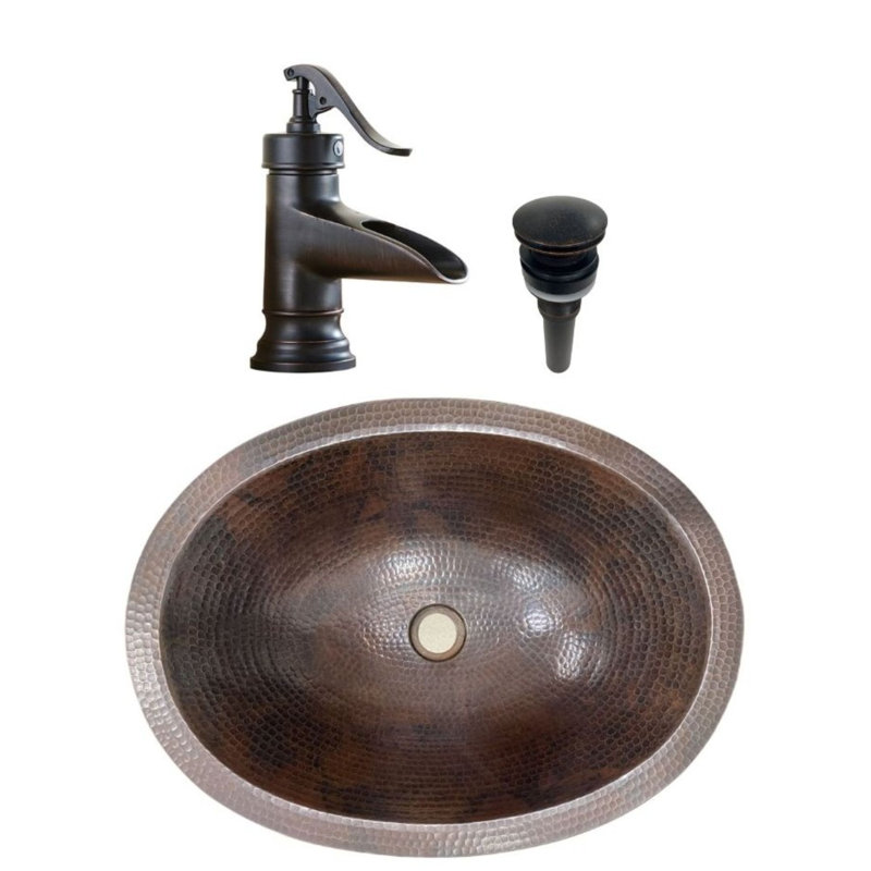 Lavabo de salle de bain ovale en cuivre 19 "avec robinet 7"