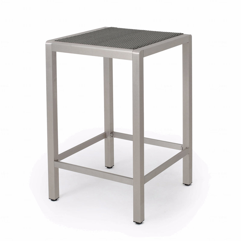 Table de bar d'extérieur à cadre en aluminium 43 po avec plateau en rotin PE