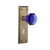 New York Plate with Decorative Keyhole and Waldorf Cobalt Door Knob