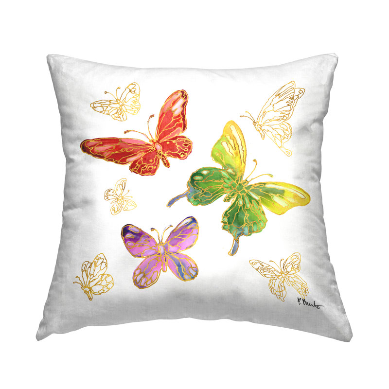 Coussin décoratif imprimé Stupell Industries Glam Butterfly Shapes par Paul Brent