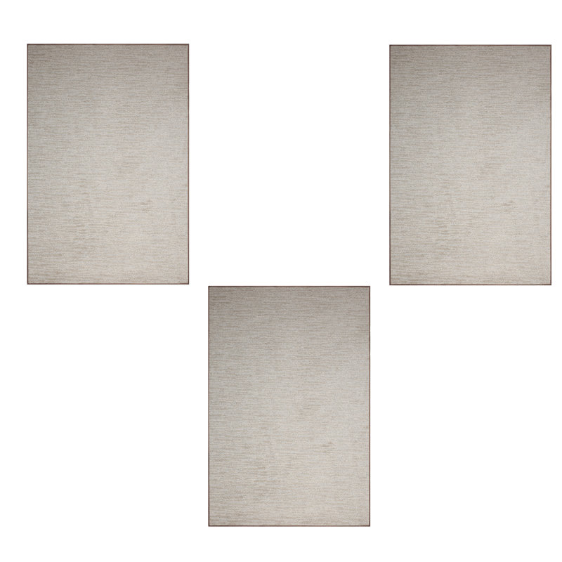 Ensemble de tapis en polyester touffeté à la machine de couleur unie beige Loisann, Octogone 3 pi