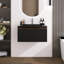 Meuble-lavabo moderne à rayures avec lavabo simple-338554079