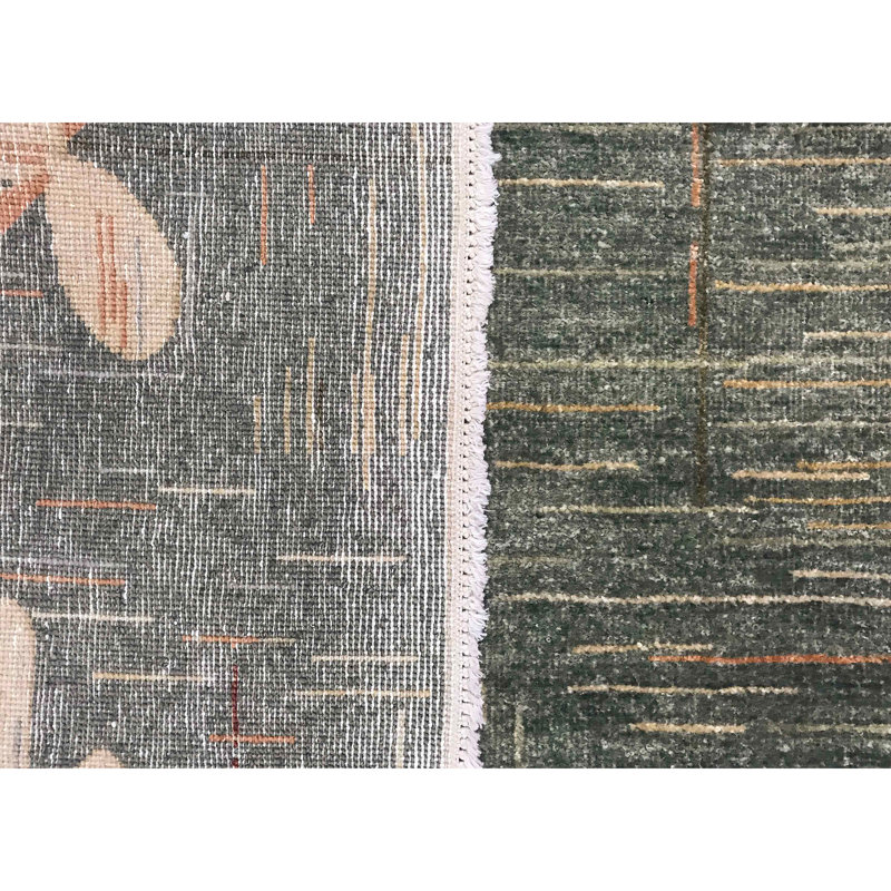 Hand-Knotted High-Quality Green Area Rug
