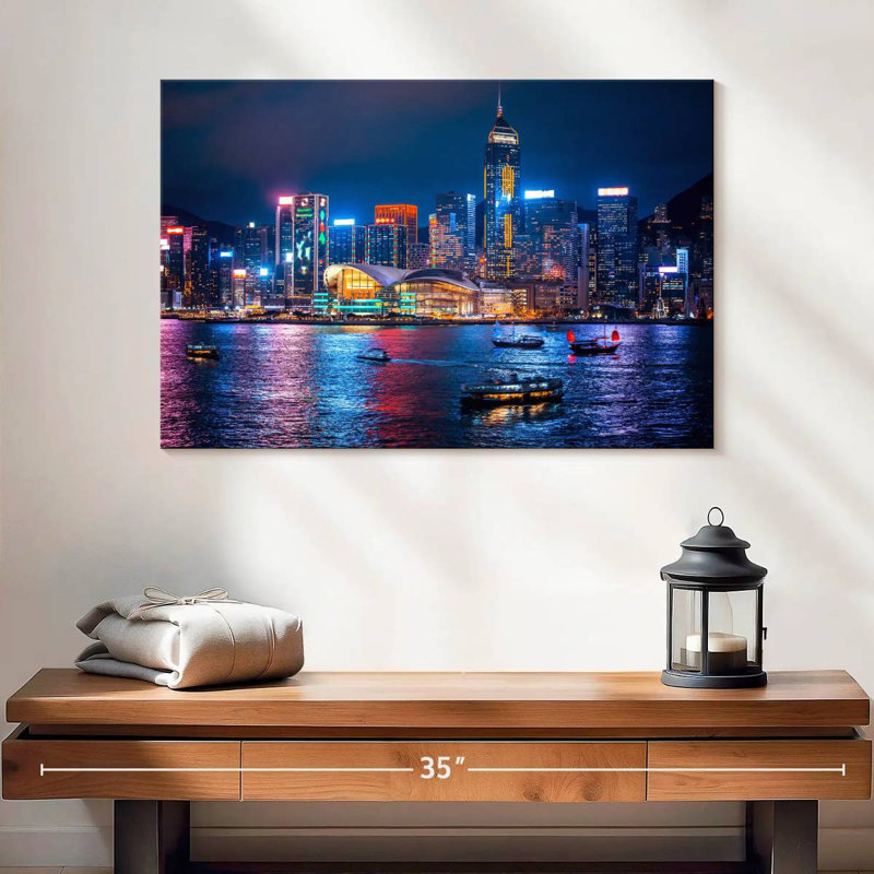 Nicci illuminée de la ville de Hongkong, H 16 po x l 24 po