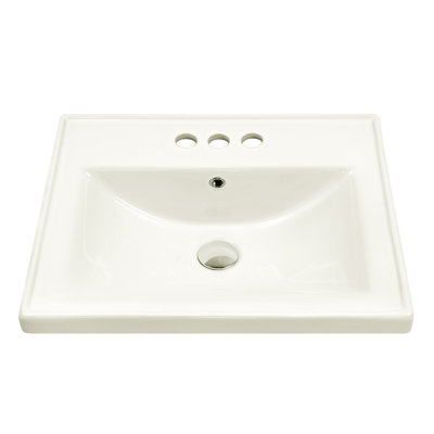 Dekorman 16.7'' White Ceramic Rectangular Bathroom Sink with Overflow