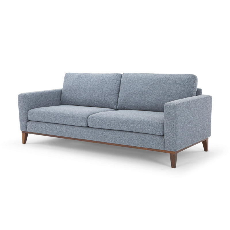 Libra 84'' Upholstered Sofa, Sky Blue Performance Basketweave