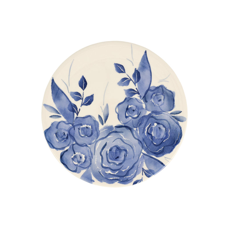 Blue Camellia Stoneware Salad/Dessert Plate