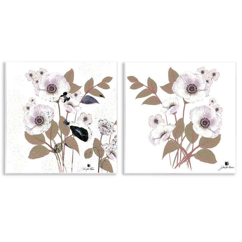 Ensemble de 2 plaques murales en fleurs blanches proches de prières, design par Joan Davis