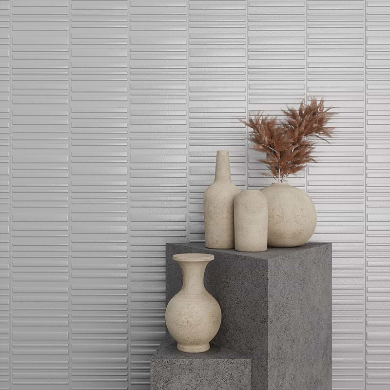 Sydney 8x16 3D Mixed Finish Ceramic Tile, Silver