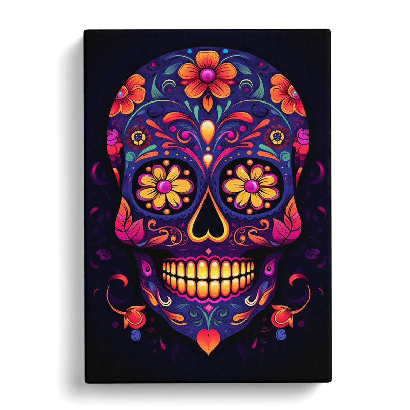 Sugar Skull Minimalism Art - Wrapped Canvas, 50cm H x 35cm W x 3cm D