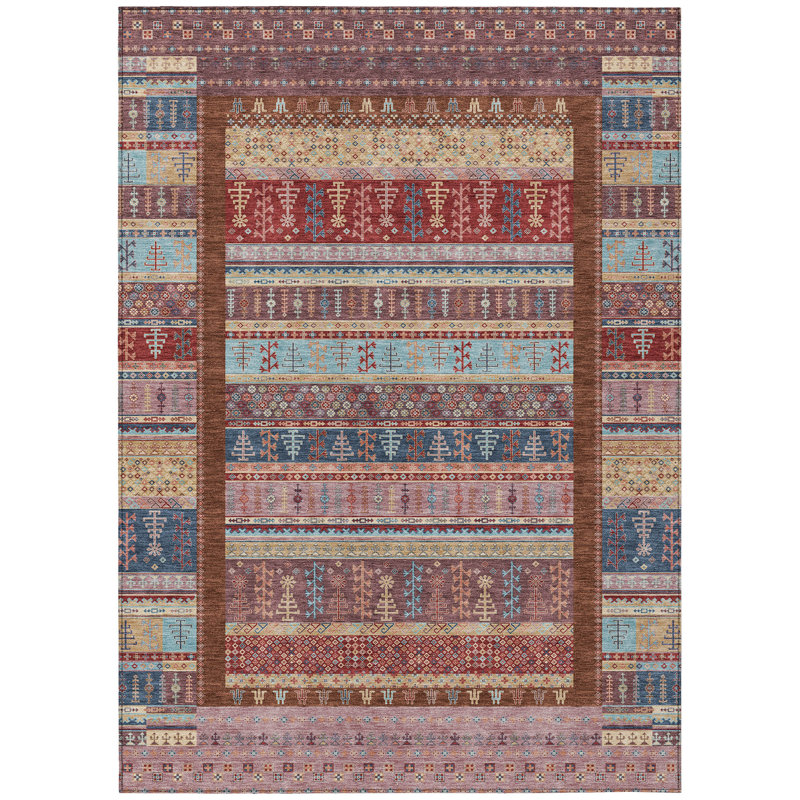 Machine Washable Indoor/Outdoor Meredith ACN2160 Striped Rug, Rectangle 2'6" x 3'10"
