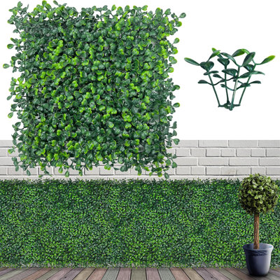 Artificial Grass Wall Panel Backdrop,10" X 10" 12P(8.4 sqft) UV-Anti Greenery Boxwood Panels