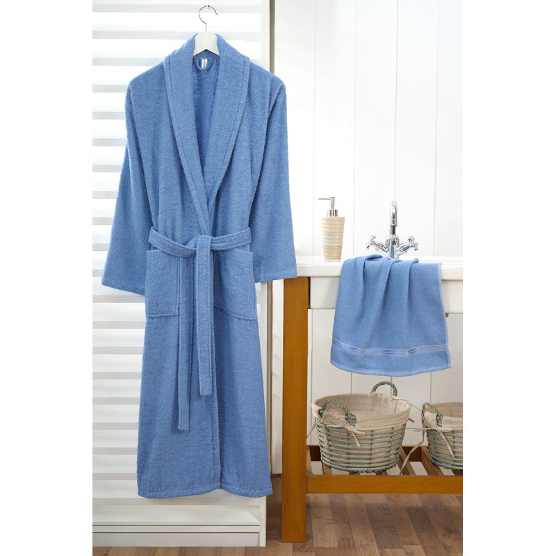 Peignoir mi-mollet avec poches Bogdans, Bleu