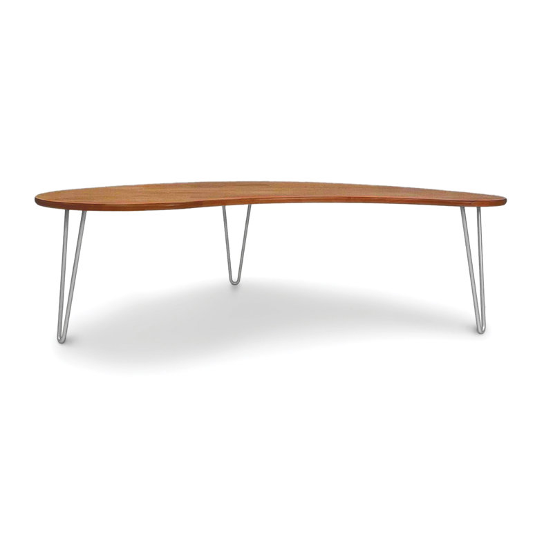 Sage Kidney Coffee Table With Metal Legs, 18" H x 54" L x 30" W