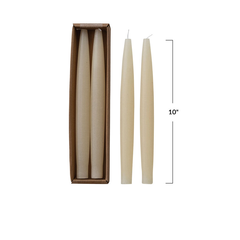 2 bougies coniques non parfumées 2 pièces, Crème