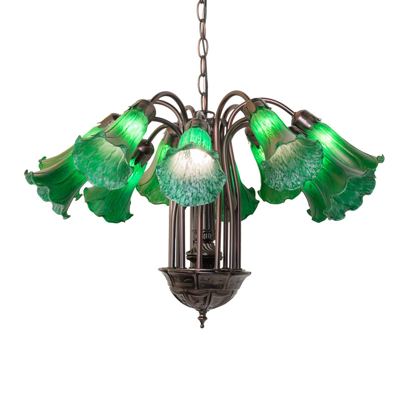 Lustre sphérique unique à 12 lumières Schreffler, Vert