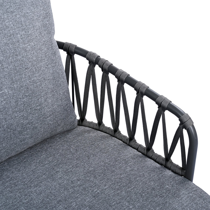 4-Piece Outdoor Patio Furniture Set, Gray, Black