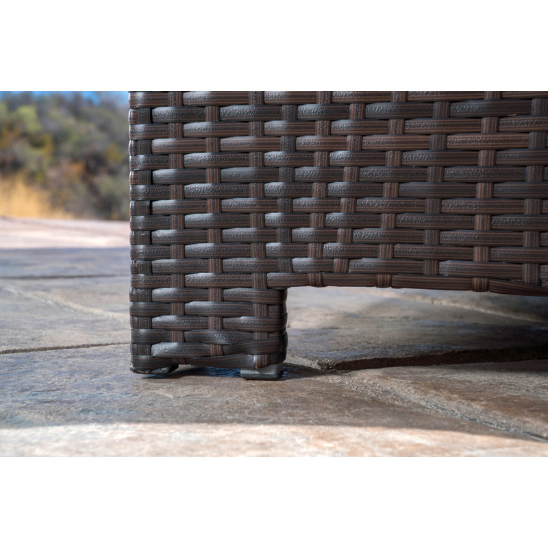 Repose-pieds d'extérieur avec coussins Sunbrella Desmonde, Structure brun foncé / coussin beige