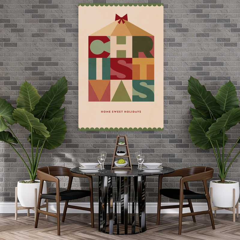 Home Sweet Christmas, impression d'art géométrique moderne rétro, H 60 po x l 40 po