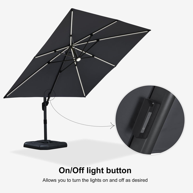 304cm Lighted Cantilever Parasol