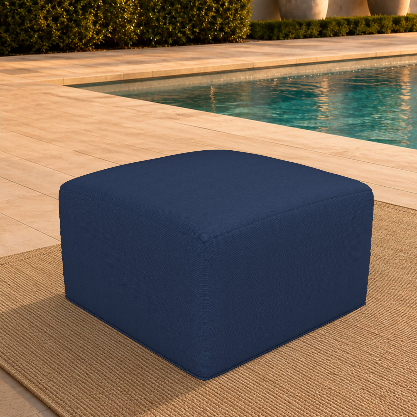 Praia Sunbrella® Patio Ottoman, Sunbrella® Canvas Navy