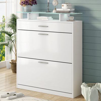 [VIDEO Provided] Slim Entryway Organizer With 2 Flip Drawers