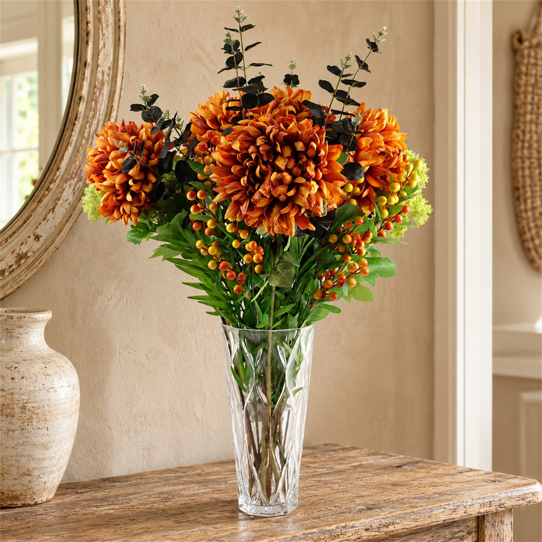 80 cm H Artificial Faux Floral in Glass Vase