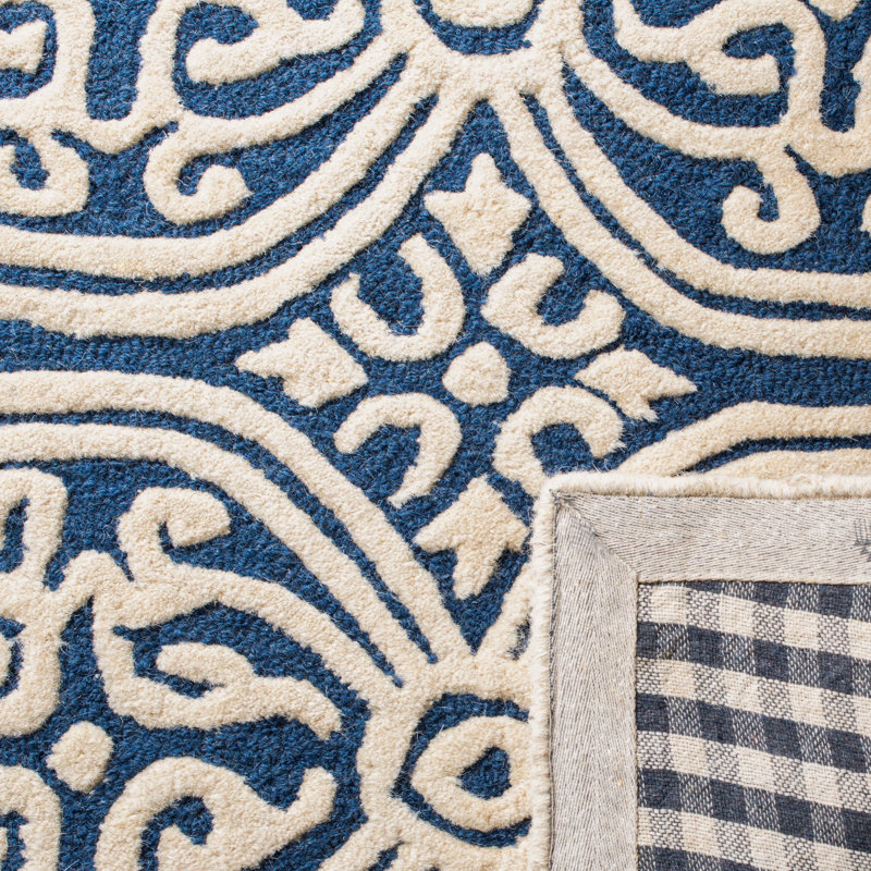 Tapis géométrique en laine touffeté à la main Sadik, Carré 3 pi