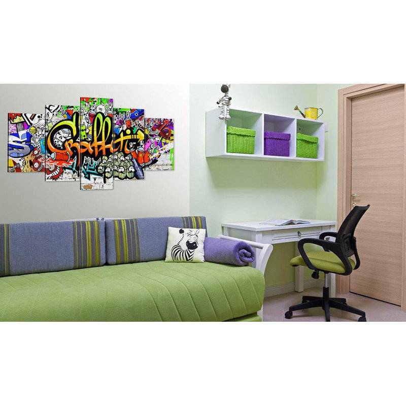 Trais, graffiti artistique sur toile, 5 pièces, H 40 po x l 80 po