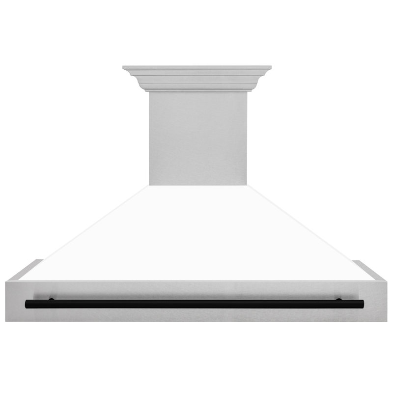 48" ZLINE Autograph Edition Fingerprint Resistant Stainless Steel Range Hood with White Matte Shell, Matte Black