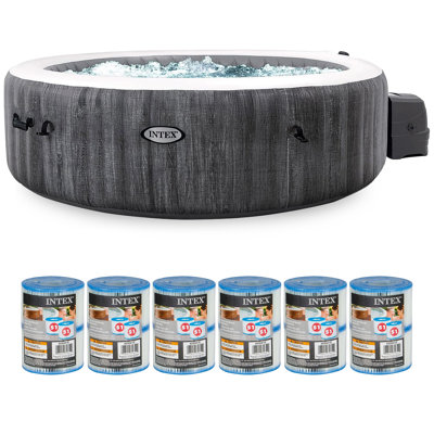 Intex 120 Volt 140 - Jet Plastic Round Inflatable Hot Tub in Gray