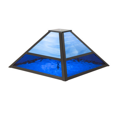 Abat-jour empire en verre bleu foncé / bleu ciel / brun artisan