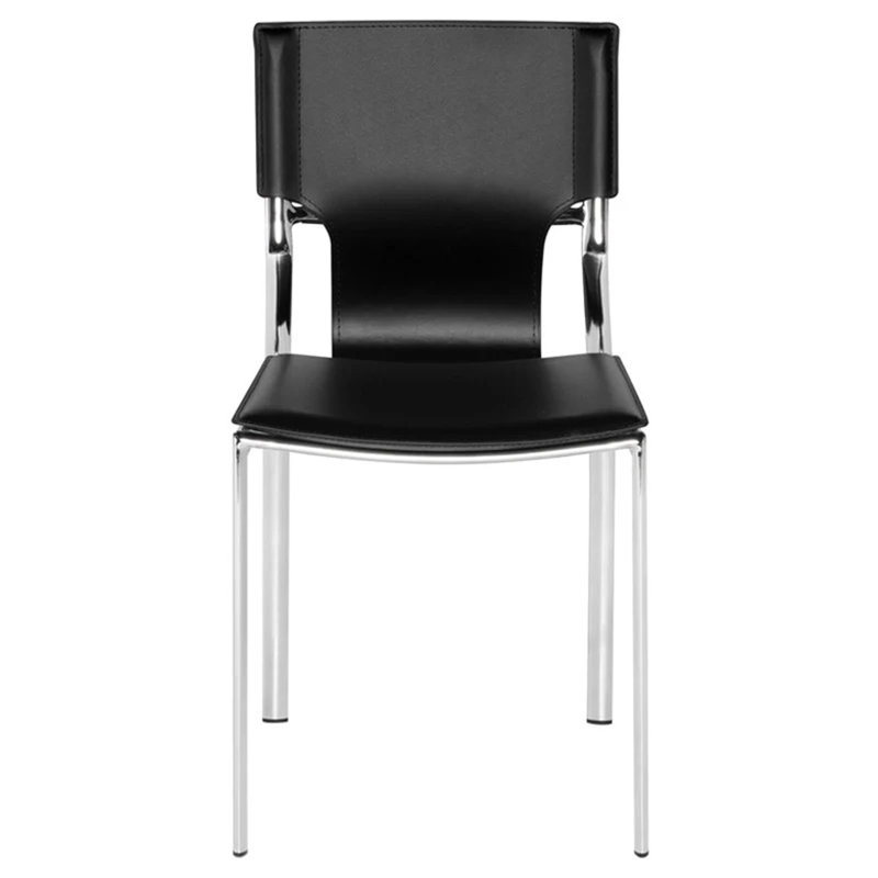 Chaise de salle à manger en cuir, Noir, noir, noir, noir