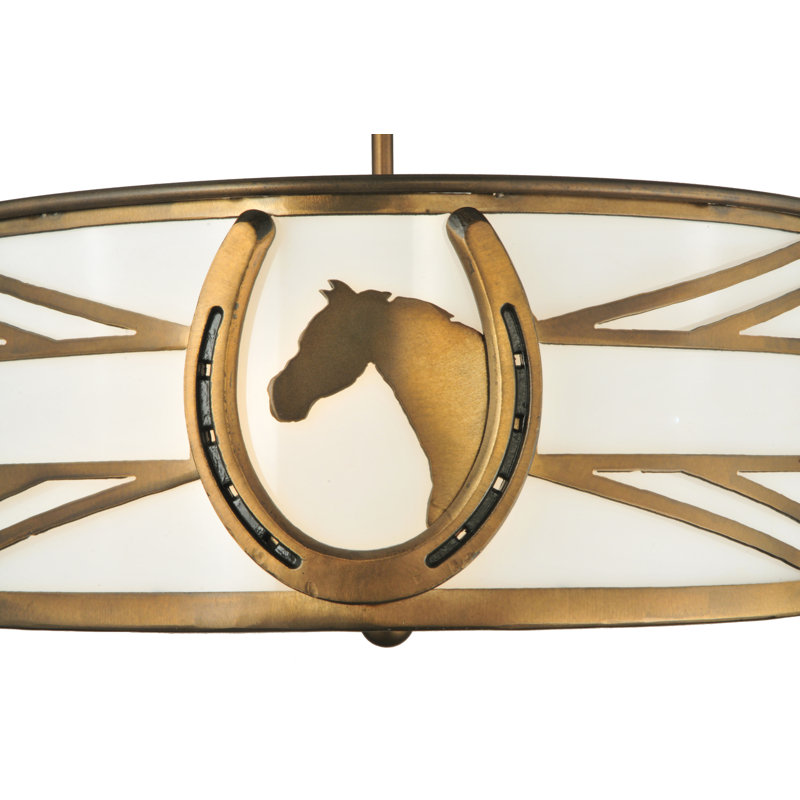 Antique Copper 16.5" Horse Semi-Flush Mount Ceiling Light