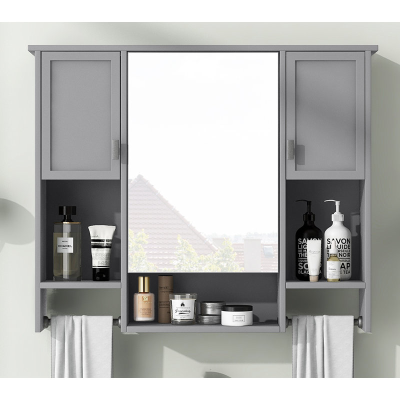 Miroir d'armoire à pharmacie mural l 35 po H 28,7 po Devoria, Gris