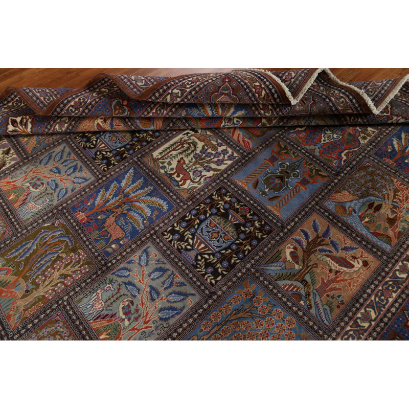 Tapis unique rouge en laine noué à la main de style années 1980 de 9 pi 7 po x 12 pi 10 po Sandre