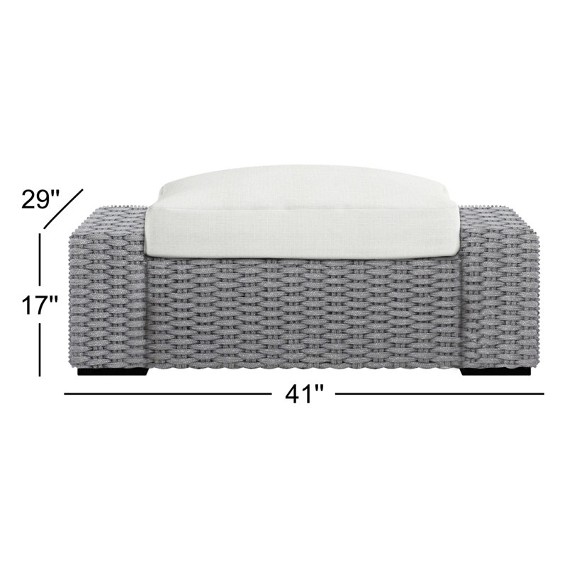 Capri Rope Outdoor Ottoman, Cream Linen 6025-002
