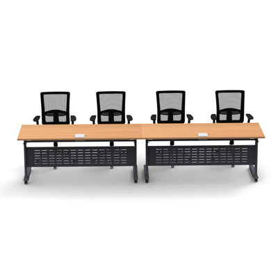 Lyndzi Rectangle 4 Person Flip Top 72'' L Modular Training Table and Chair Set with Casters and Modesty Panel and Cable Management