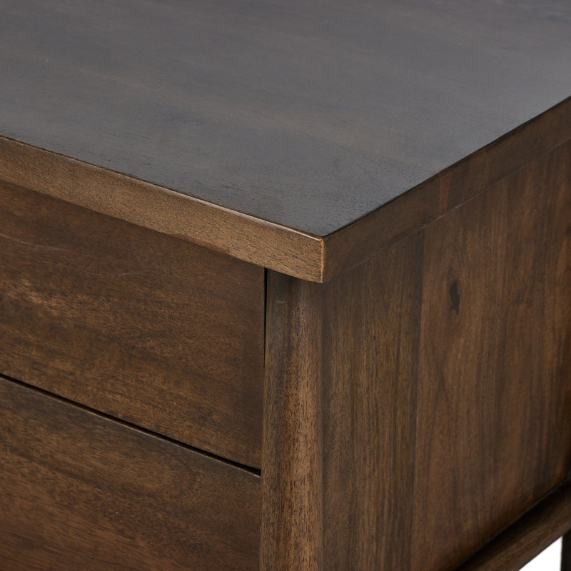Freddie 2 - Drawer Solid Wood Nightstand, Brown