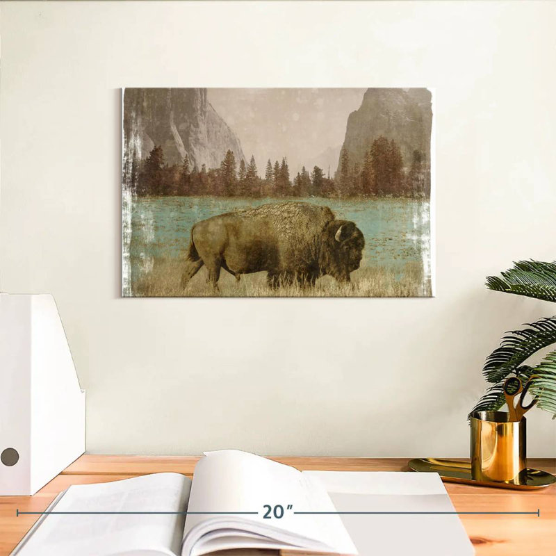 Bison dans le parc, H 8 po x l 12 po