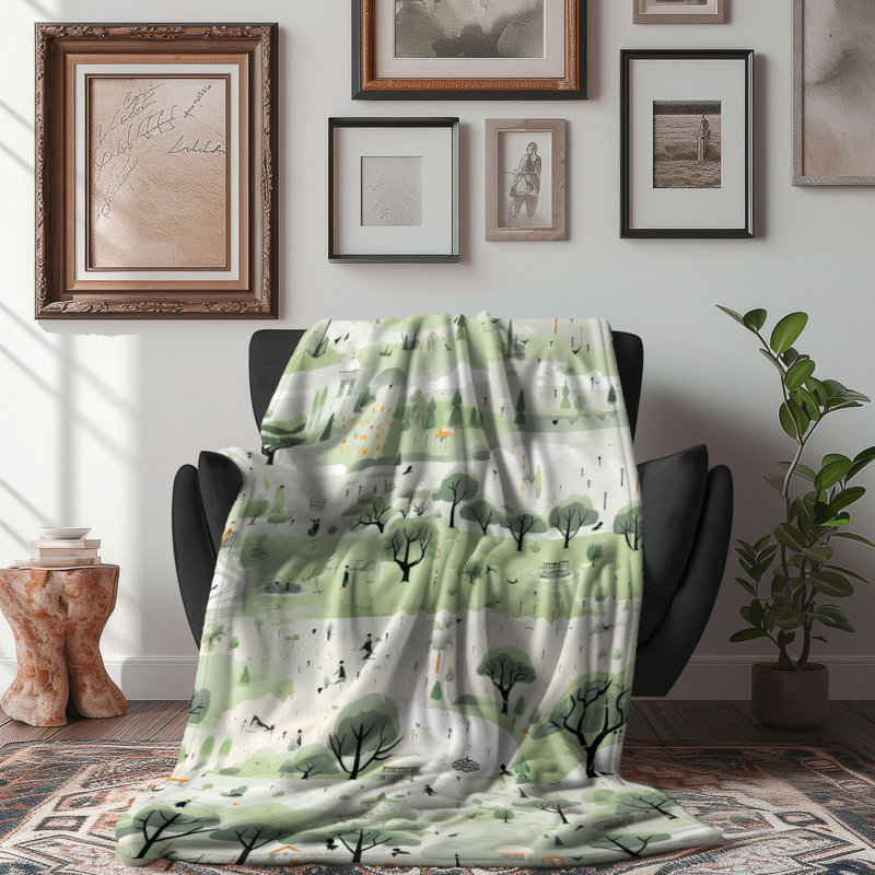 Green Downpour - 1 pièce Sherpa Premium, L 80 po x l 60 po