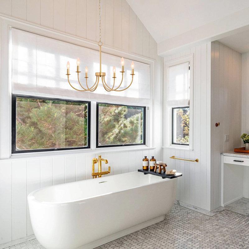 6 - Light Dimmable Classic / Traditional Chandelier, Rose Gold