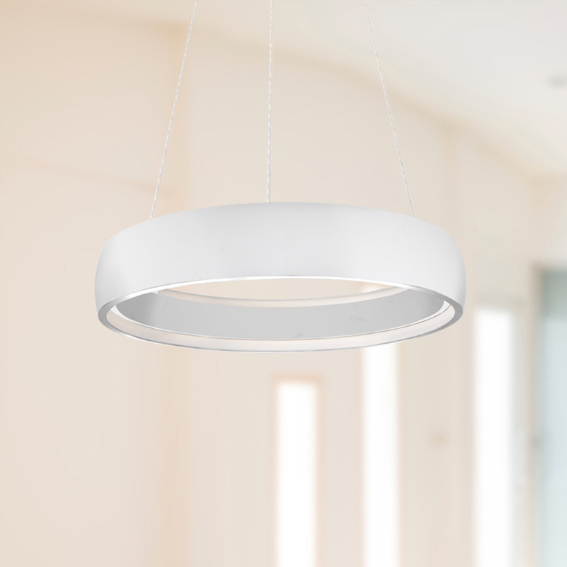 Halo 1 - Light LED Unique/Statement Pendant, White, 126.01" H x 23.25" W x 23.25" D