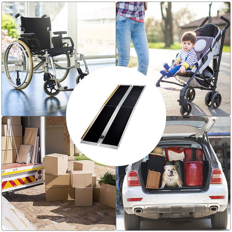 4Ft Foldable Portable Ramp, 2" H x 28.3" W x 84" L