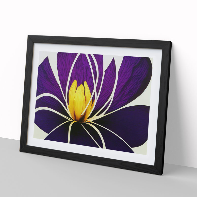 Uplifting Abstract Flower - Framed Print, 34cm H x 46cm W x 2cm D, Black