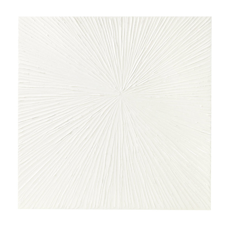 Art mural moderne en résine peinte à la main 30 po x 30 po blanc lustré abstrait l 30 po x H 30 po