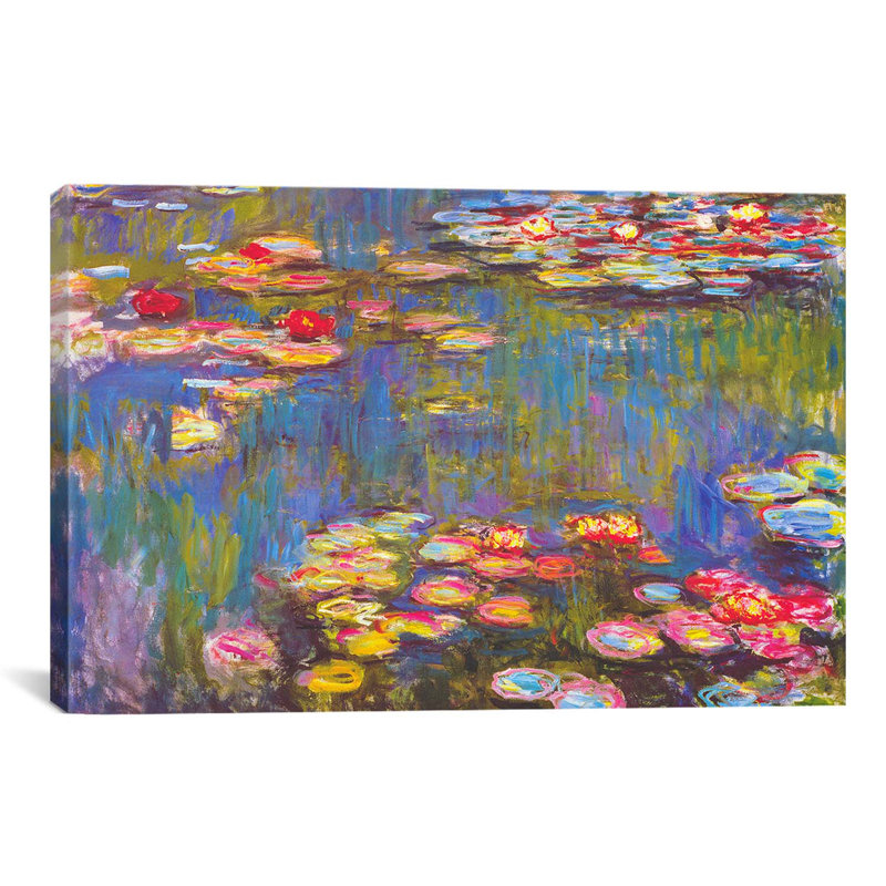 « Les Nymphéas, 1916 » par Claude Monet, reproduction sur papier, H 26 po x l 40 po x 1,5 po, Toile tendue, Sans cadre
